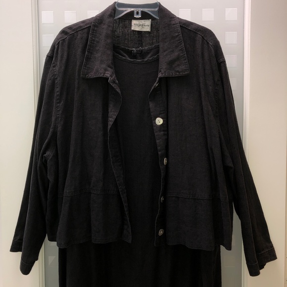 🎉2HP🎉 STUDIO EASE Linen A-Line Sleeveless Maxi Dress + Jacket Set, Vintage 24W - Picture 2 of 16